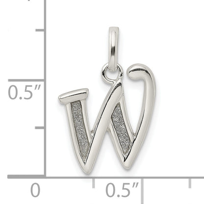 Sterling Silver Polished Glitter Enamel Letter W Initial Charm