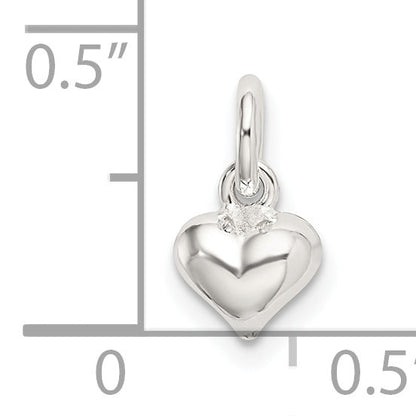 Sterling Silver Polished Puffed Heart Charm