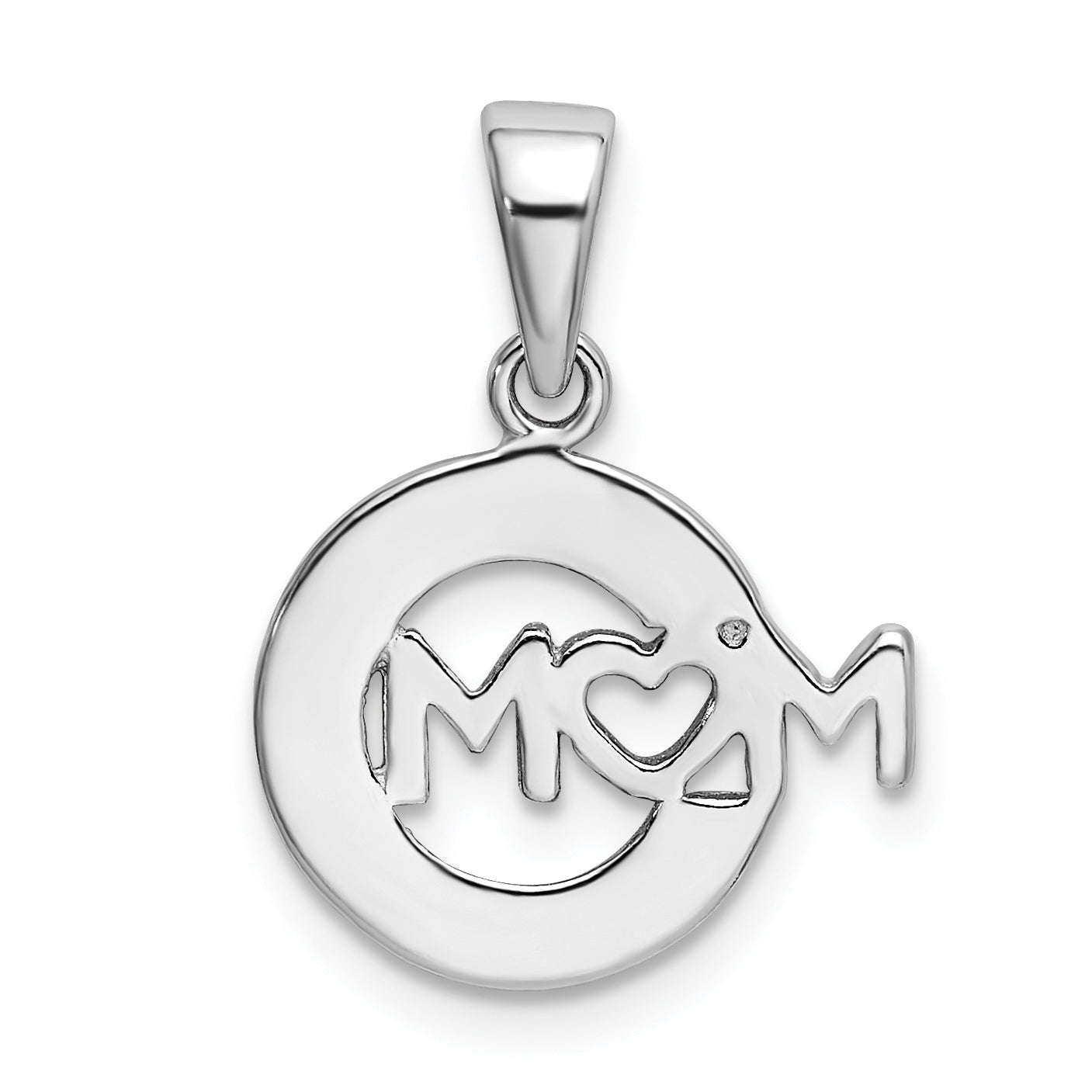 Sterling Silver Rhodium-Plated Enamel Glitter Fabric Mom Pendant