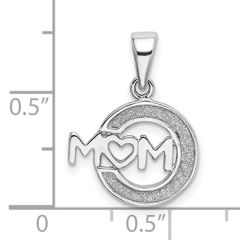 Sterling Silver Rhodium-Plated Enamel Glitter Fabric Mom Pendant