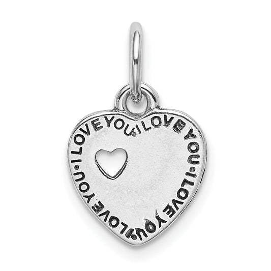 Sterling Silver Rhodium-Plated Oxidized You And Me Pendant