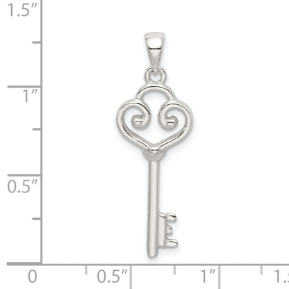 Sterling Silver Polished Heart Key Pendant