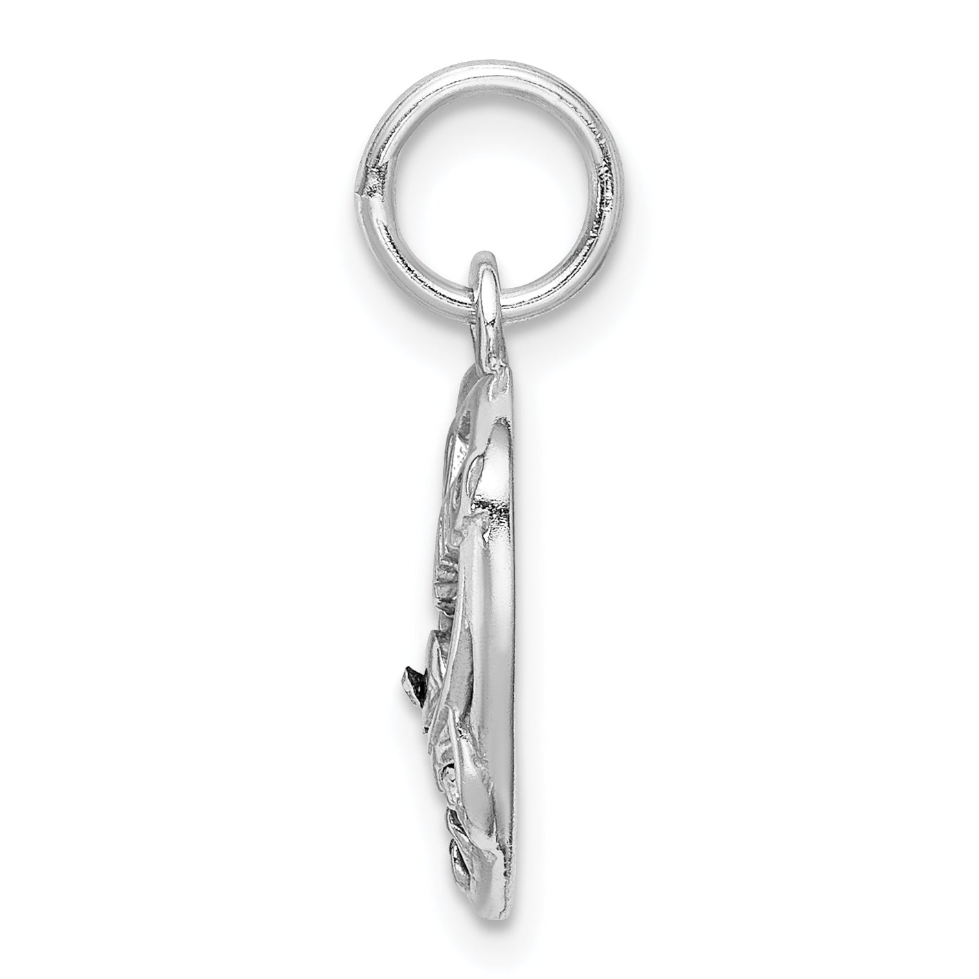 Sterling Silver Rhodium-Plated Pink & White Cz #1 Grandma Pendant