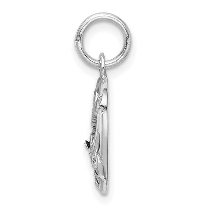 Sterling Silver Rhodium-Plated Pink & White Cz #1 Grandma Pendant