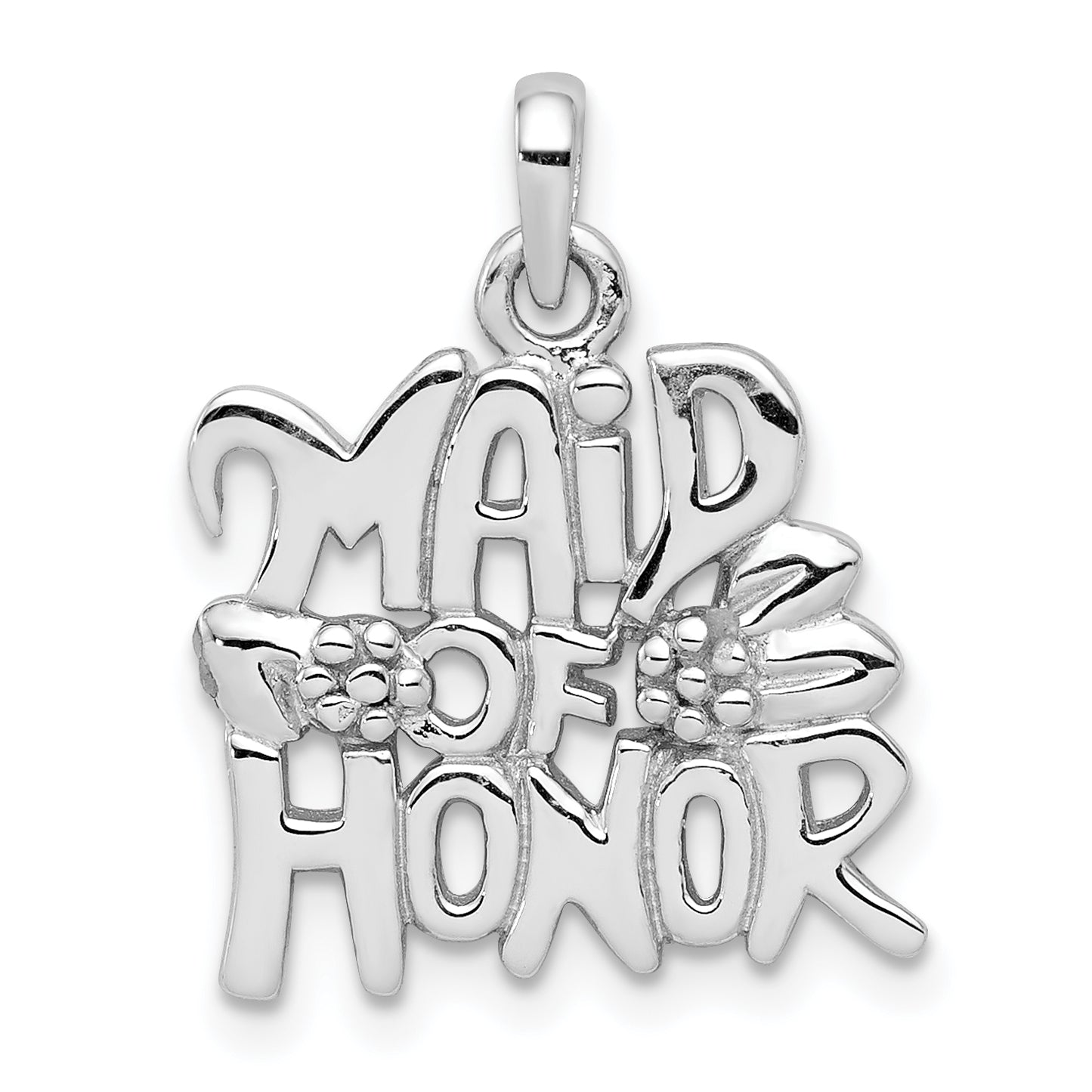 Sterling Silver Rhodium-Plated Polished Maid Of Honor Pendant