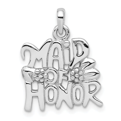 Sterling Silver Rhodium-Plated Polished Maid Of Honor Pendant