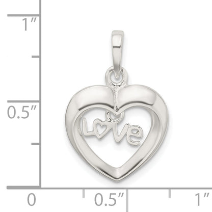 Sterling Silver Polished Love Heart Pendant