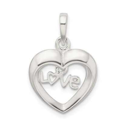 Sterling Silver Polished Love Heart Pendant
