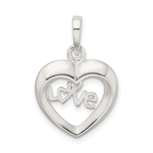 Sterling Silver Polished Love Heart Pendant