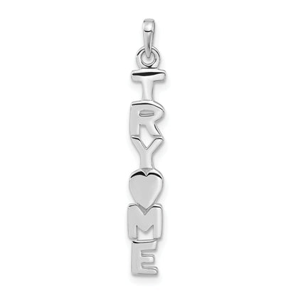Sterling Silver Rhodium-Plated Polished Try Me Heart Pendant