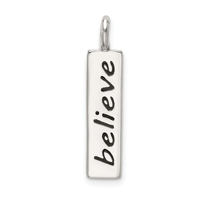 Sterling Silver Polished Enameled Believe Pendant