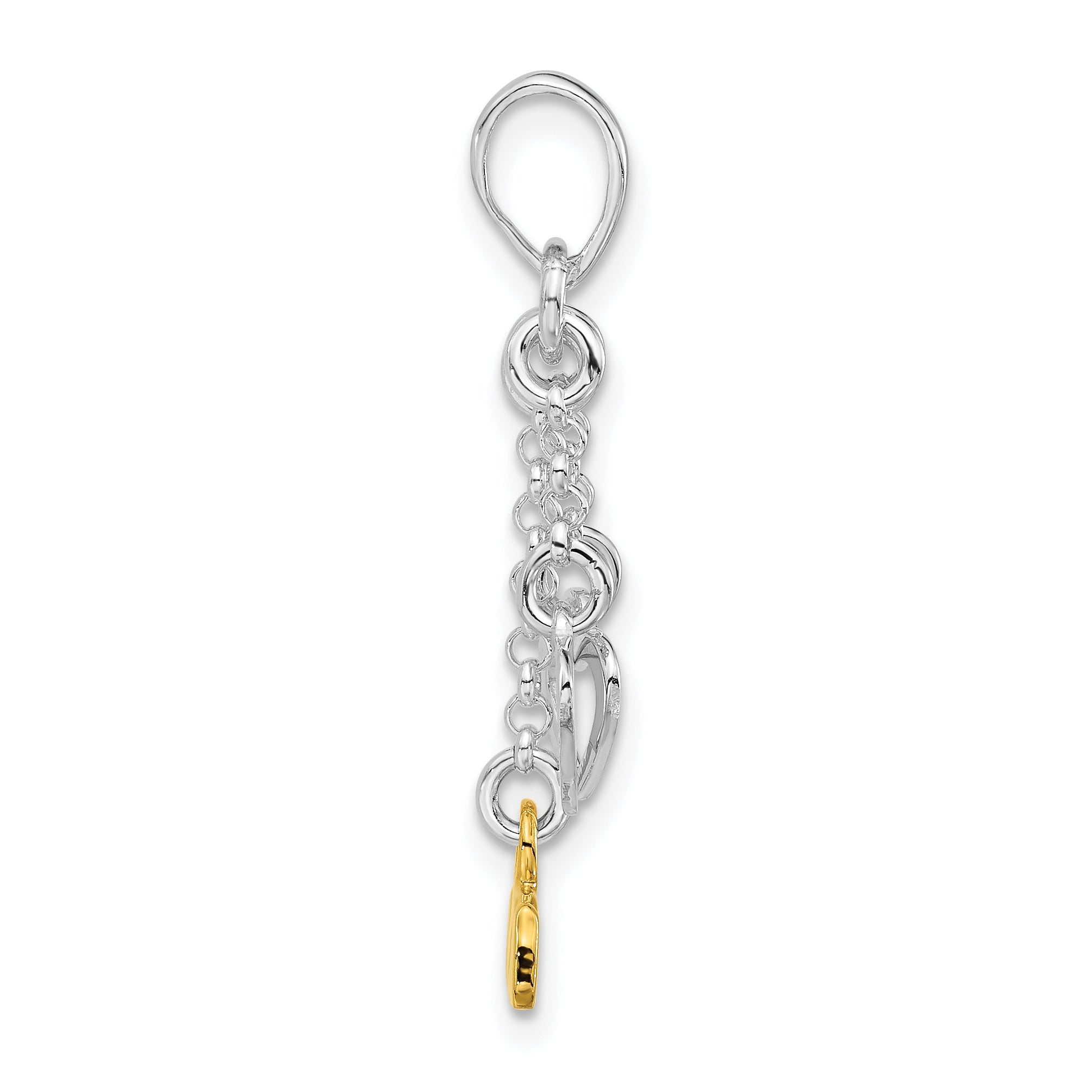Sterling Silver & Gold-Tone Love And Hearts Dangle Pendant