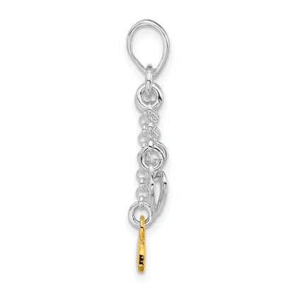 Sterling Silver & Gold-Tone Love And Hearts Dangle Pendant