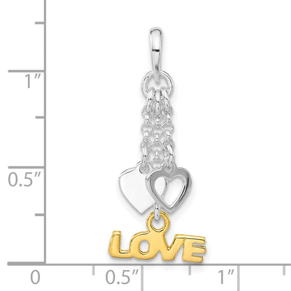 Sterling Silver & Gold-Tone Love And Hearts Dangle Pendant