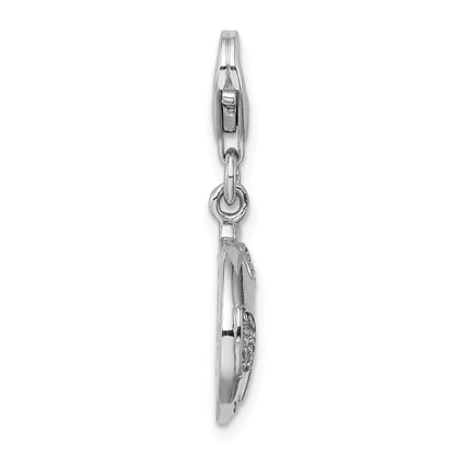 Sterling Silver Silber Rhodium-Plated Cz Ladybug With Lobster Clasp Charm