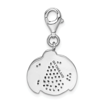 Sterling Silver Silber Rhodium-Plated Cz Ladybug With Lobster Clasp Charm