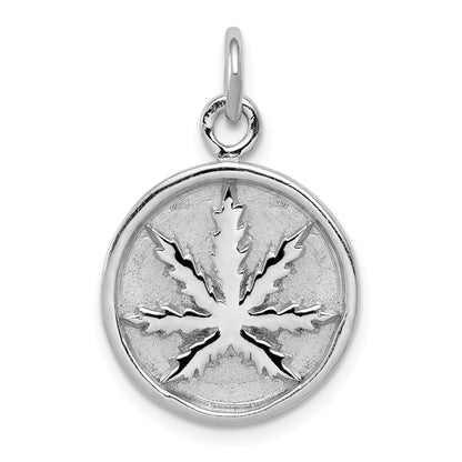 Sterling Silver Rhodium-Plated Polished Leaf Pendant
