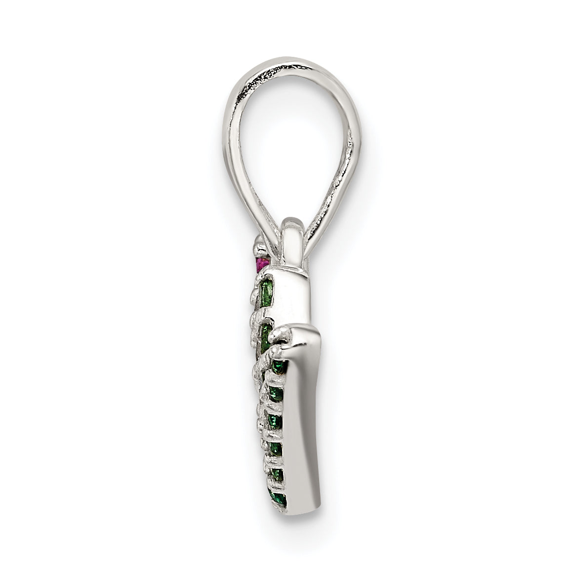 Sterling Silver Polished Red White & Green Cz Joy Pendant