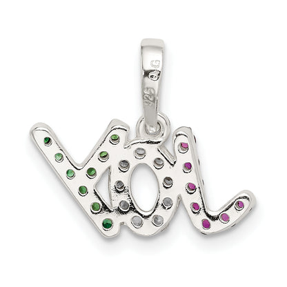 Sterling Silver Polished Red White & Green Cz Joy Pendant