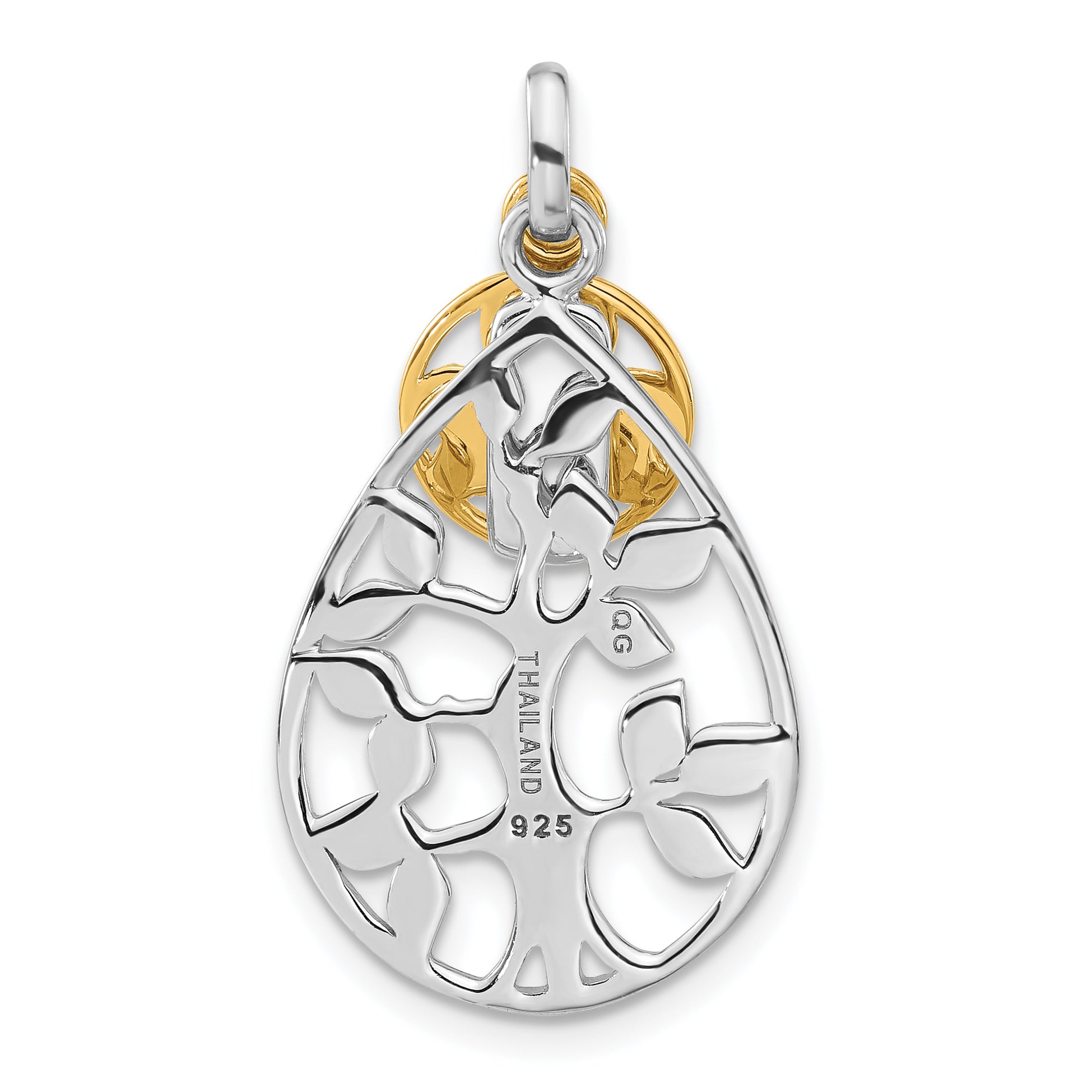 Sterling Silver Rhodium & Gold-Tone Tree, Lucky Clover Pendant
