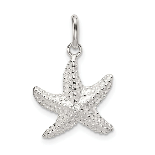 Sterling Silver Polished And Textured Starfish Charm