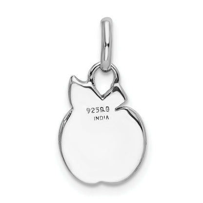 Sterling Silver Rhod-Plated Polished Enamel & Glitter Fabric Apple Charm