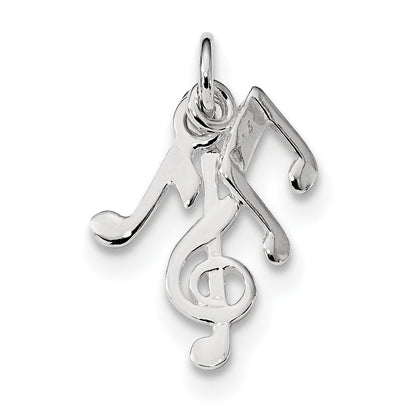 Sterling Silver Rhod-Plated Polished Music Notes Charm