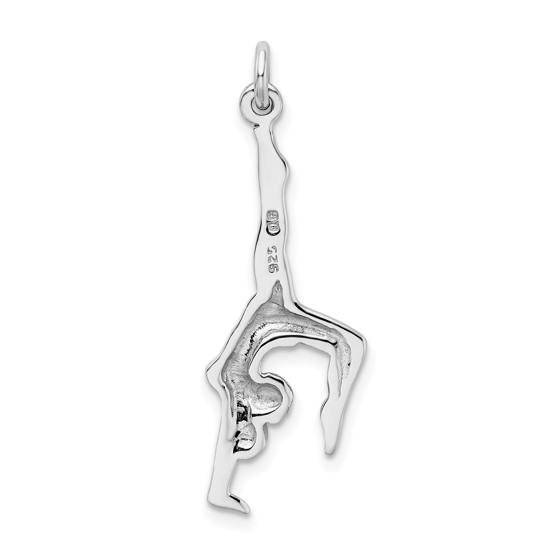 Sterling Silver Rhodium-Plated Polished Gymnast Pendant