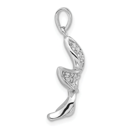Sterling Silver Rhodium-Plated Polished Cz Flower Pendant