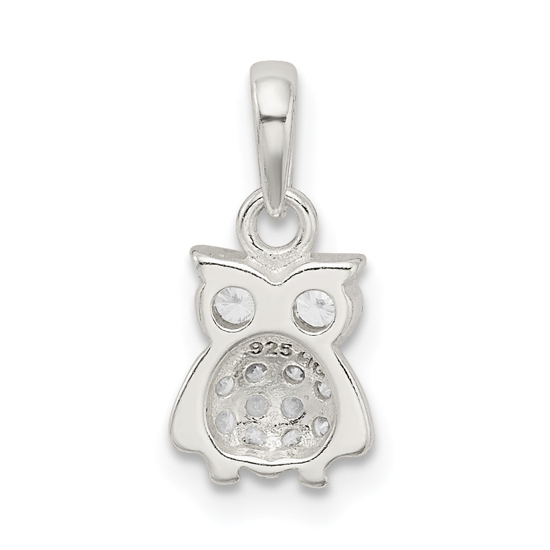 Sterling Silver Cz Owl Pendant