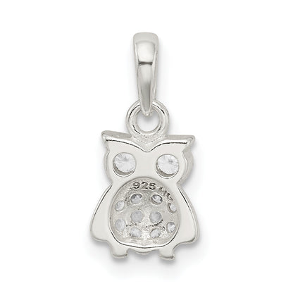 Sterling Silver Cz Owl Pendant