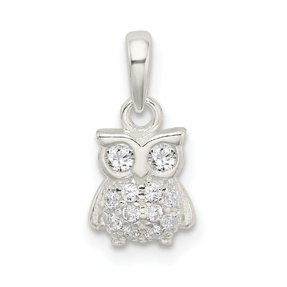Sterling Silver Cz Owl Pendant