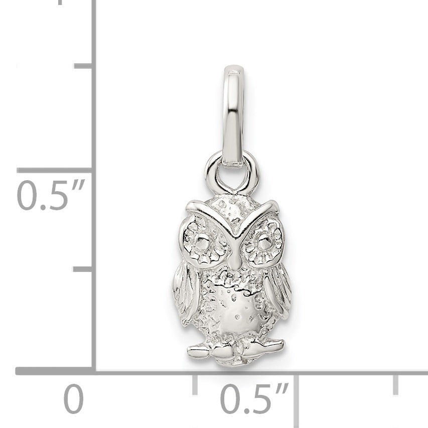 Sterling Silver Polished Owl Charm