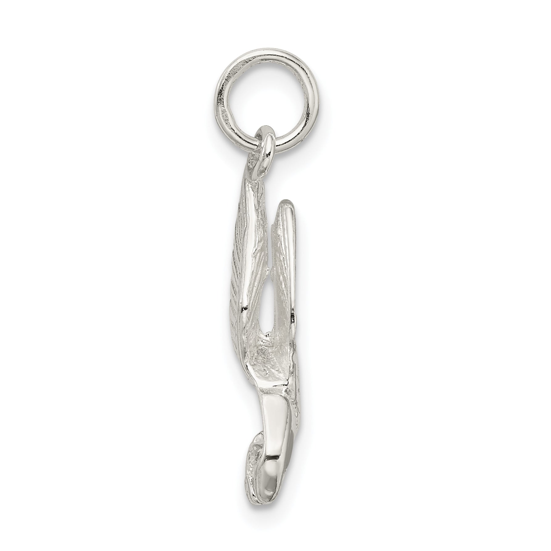 Sterling Silver Polished And Diamond-Cut Eagle Pendant