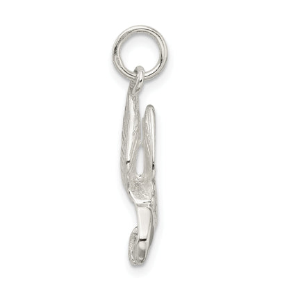 Sterling Silver Polished And Diamond-Cut Eagle Pendant