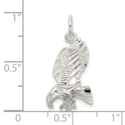 Sterling Silver Polished And Diamond-Cut Eagle Pendant