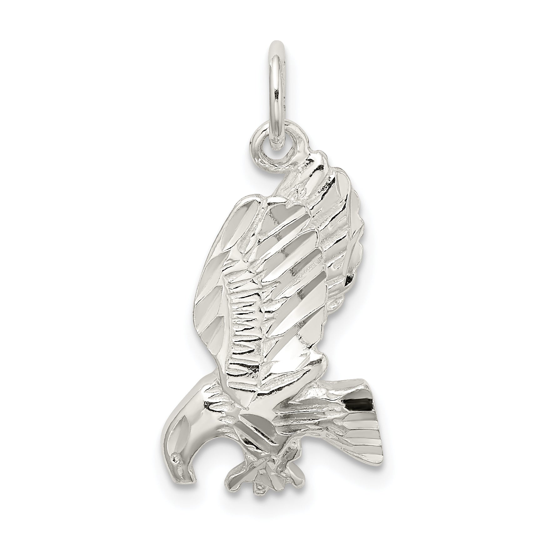 Sterling Silver Polished And Diamond-Cut Eagle Pendant