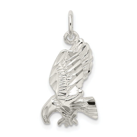 Sterling Silver Polished And Diamond-Cut Eagle Pendant