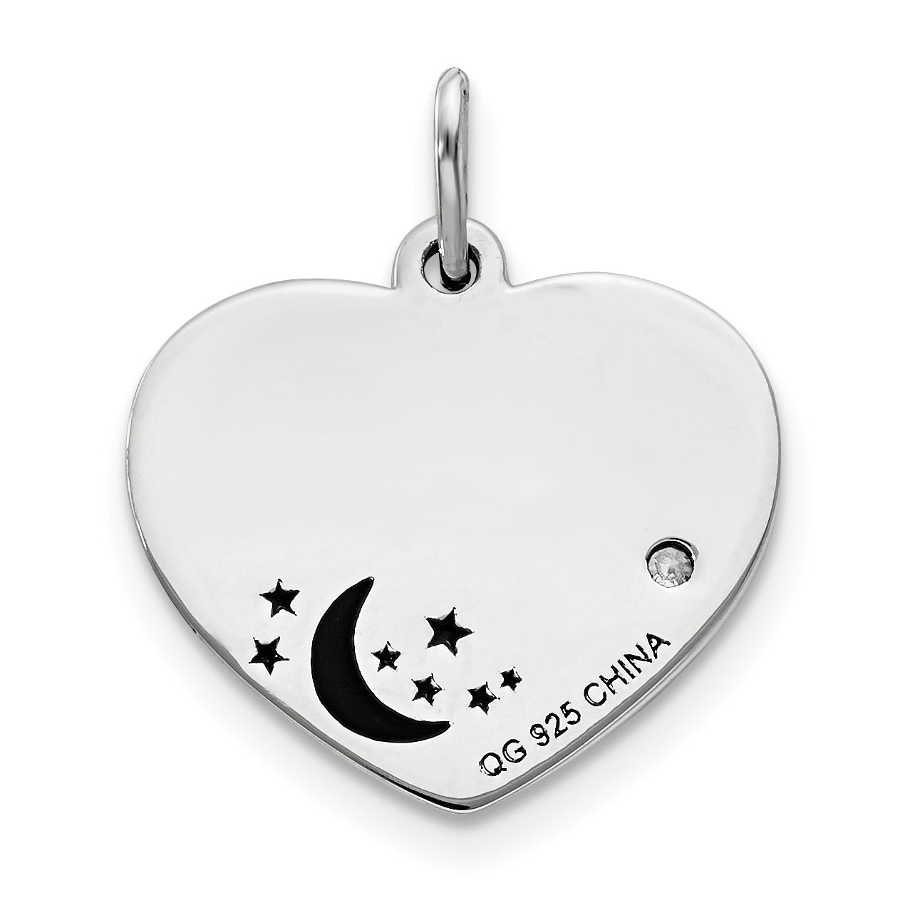 Sterling Silver Polish/Enamel Swarovski Zirconia To The Moon Pendant