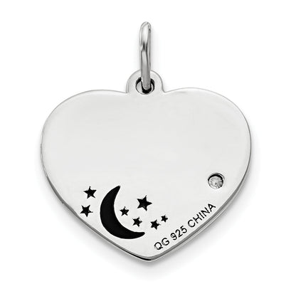Sterling Silver Polish/Enamel Swarovski Zirconia To The Moon Pendant