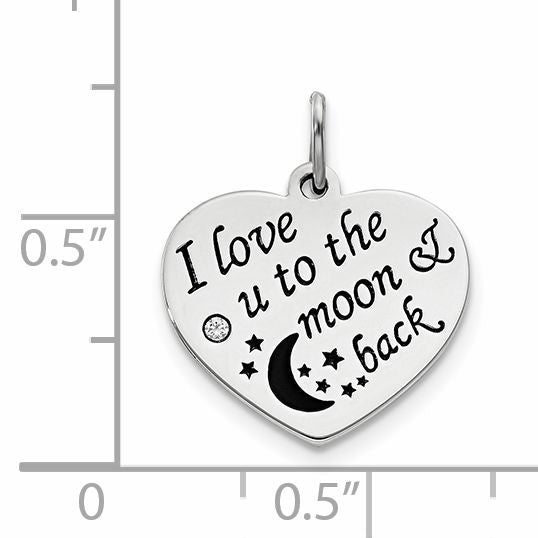 Sterling Silver Polish/Enamel Swarovski Zirconia To The Moon Pendant