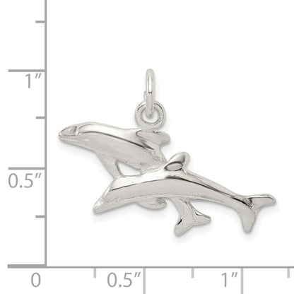 Sterling Silver Dolphins Charm