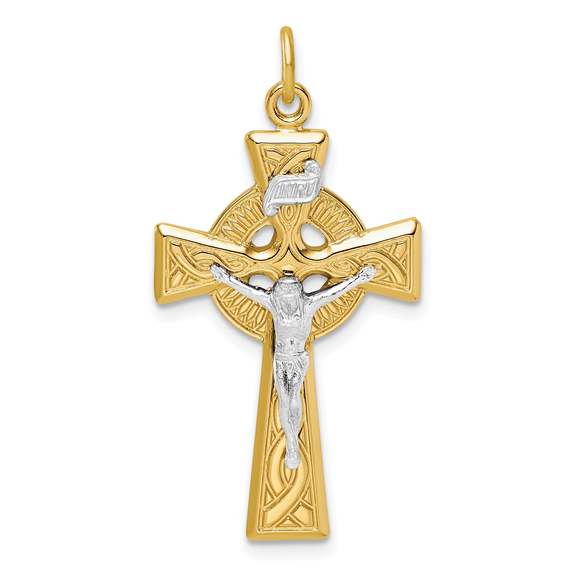 Sterling Silver & Gold Tone Inri Crucifix Pendant