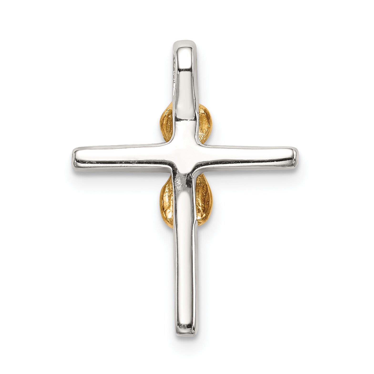 Sterling Silver & Gold Tone Cz Cross Chain Slide