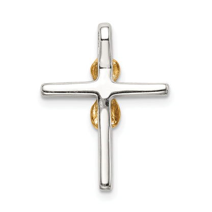 Sterling Silver & Gold Tone Cz Cross Chain Slide