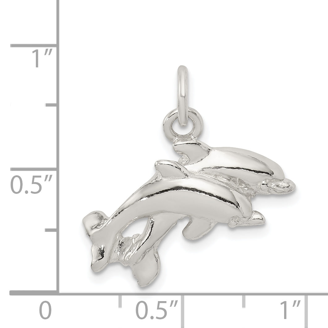 Sterling Silver Dolphins Charm