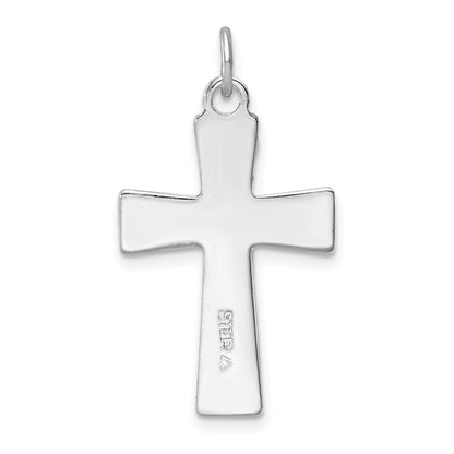 Sterling Silver Rhodium-Plated Enamel Crucifix Pendant