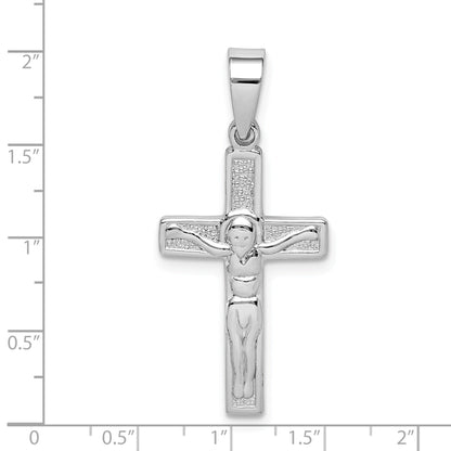 Sterling Silver Rhodium-Plated Polished Crucifix Pendant