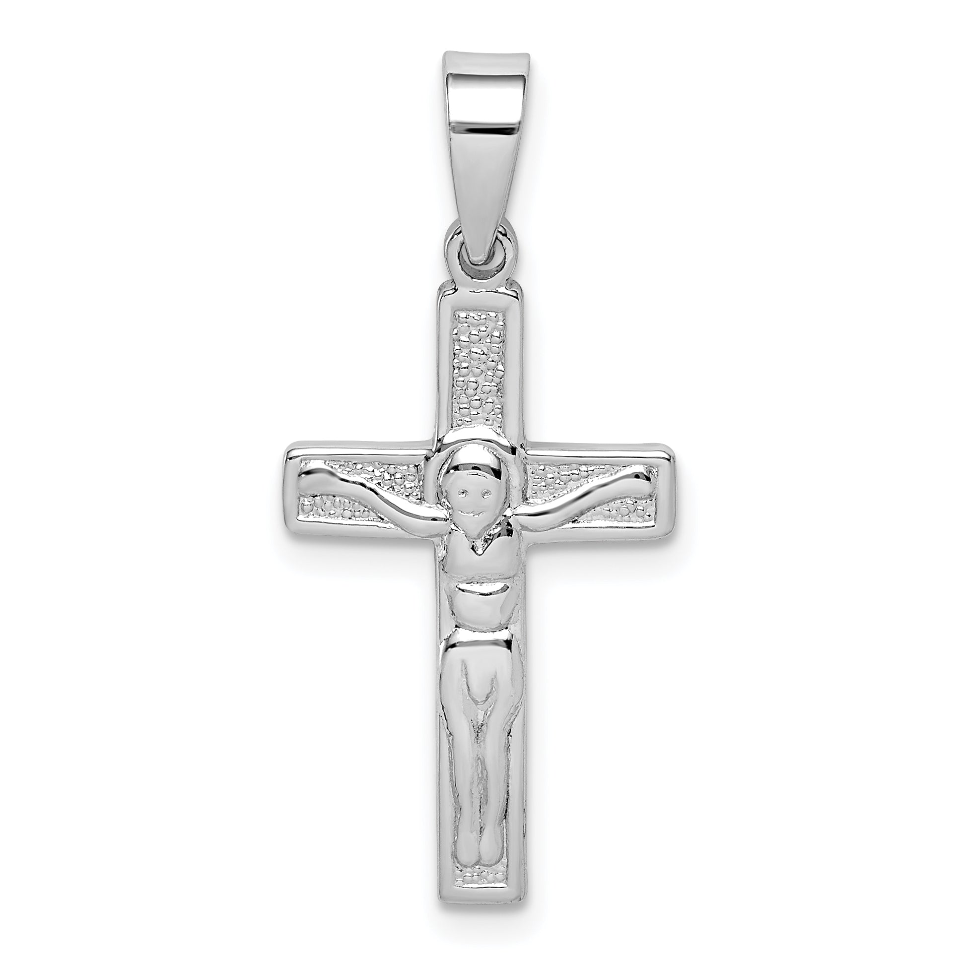 Sterling Silver Rhodium-Plated Polished Crucifix Pendant