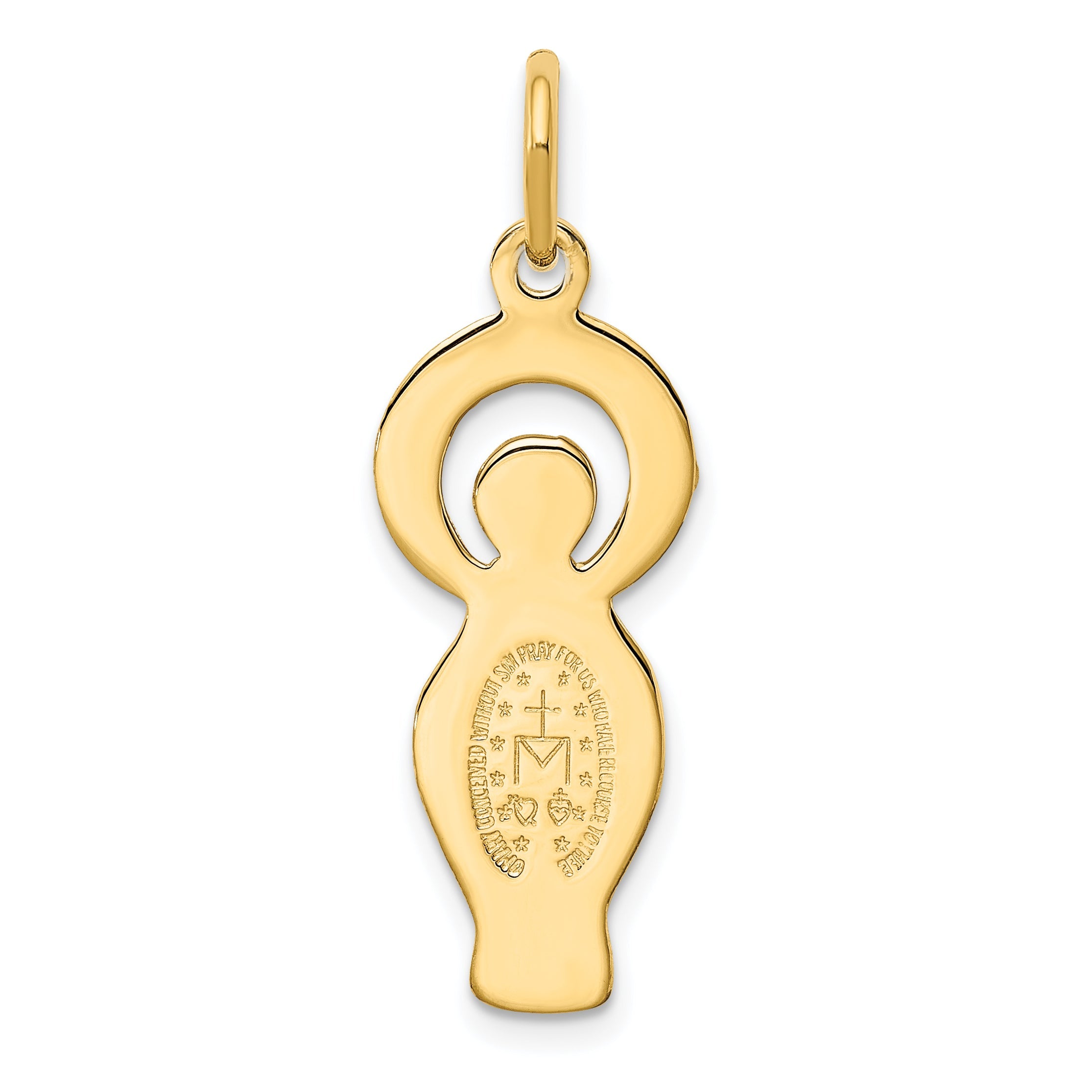 Sterling Silver Gold Tone & Cz Miraculous Medal Pendant